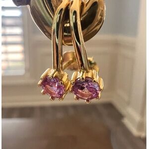 CZ Pink Earrings 18k Gold Over Sterling Silver NWOT